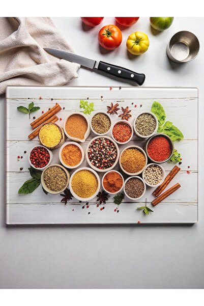 Online Home Market لوح تقطيع الخضار والفواكه من الزجاج المقسى + قاعدة سيليكون...