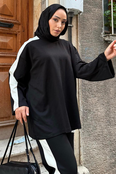 benguen Side Stripe Suit Z5713 Black