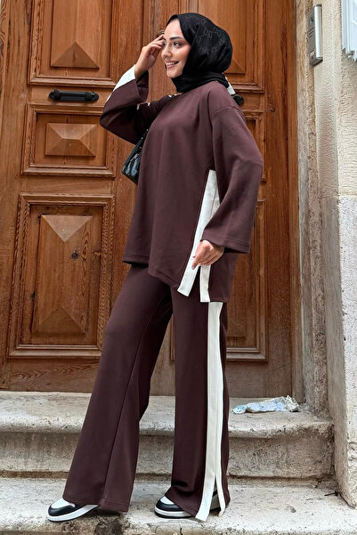 benguen Side Stripe Suit Z5713 Brown