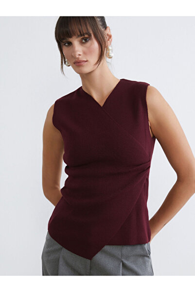 LC Waikiki Vizyon New Season Double-Breasted Women's Knitwear Tank Top with Gathered Neck