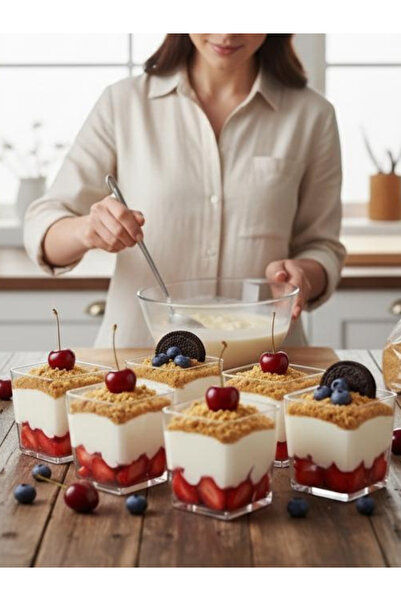 Milea Battal Boy Cam 6'lı Kare Magnolia Dondurmalık Seti -Magnolya Jumbo Kase...