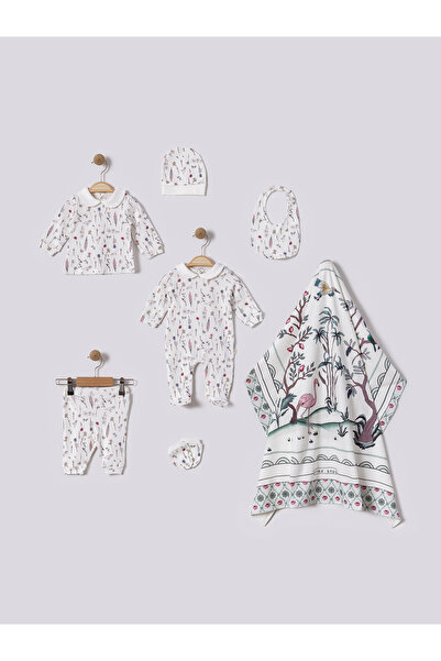 Baby shine Luxury Unisex Baby Shower Set, Colorful Nature Print, 100% Soft Cotton - 7 Pieces