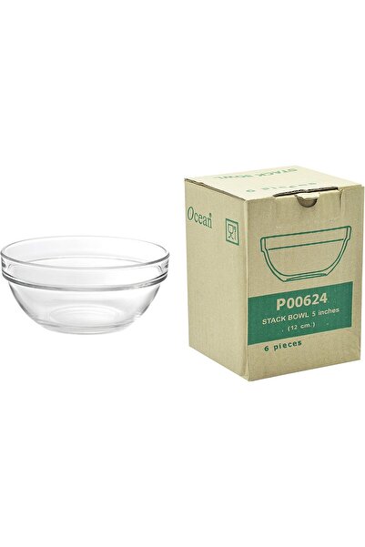 Ocean Glass Storage Bowls Pack of 6, Transparent, 5 inch (P00624)