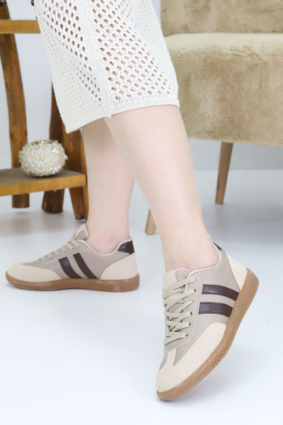 Emax Günlük Spor Ayakkabı Bej Kahverengi – Rahat Taban Sneaker