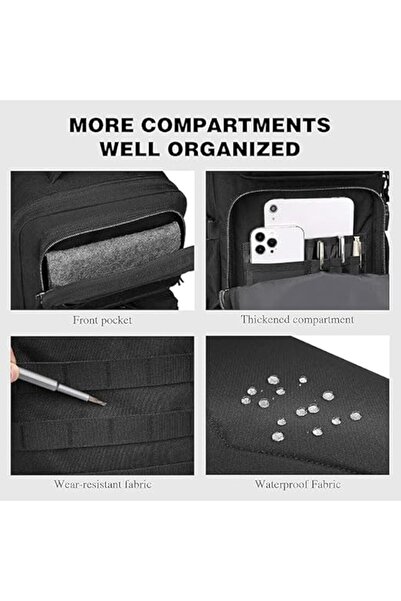 Generic Backpack for Men Waterproof Daypack 3 Day Assault Pack Bag with Water Bottle Holder, Black, 30L