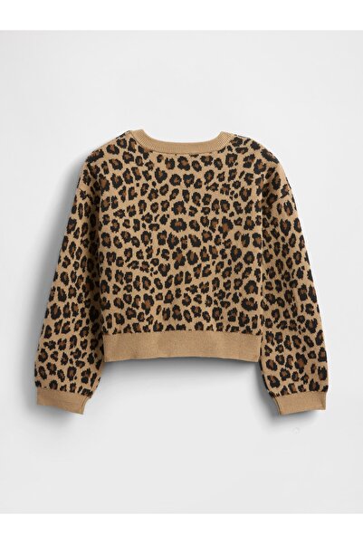 GAP Kız Bebek Kahverengi Leopar Desenli Hırka