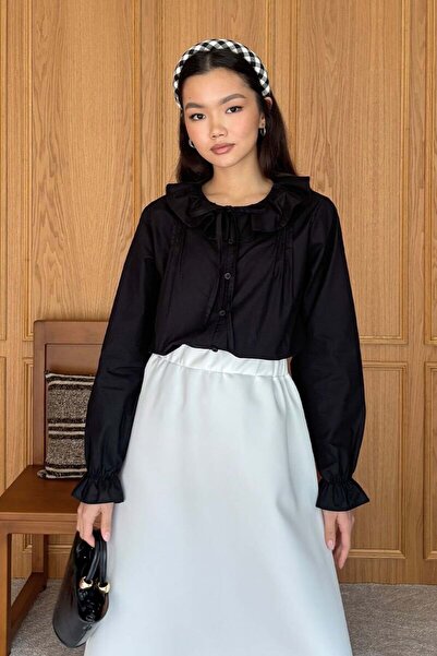 Ceylan Otantik Black Baby Collar Bow Shirt