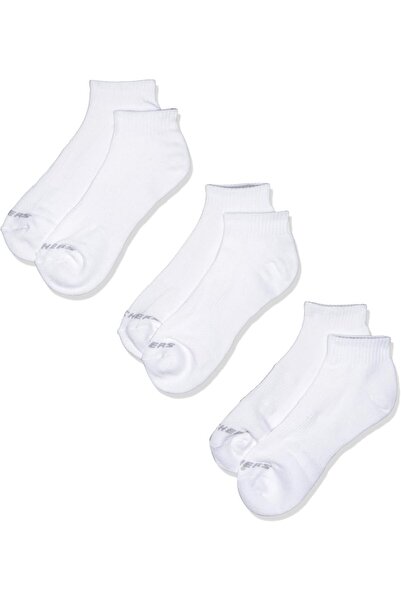 SKECHERS Unisex 6PK 1/2 Terry Low-Cut Athletic Socks (White)