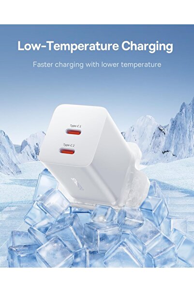 Baseus 40W USB-C Dual Port GaN5 Pro Fast Charger Adapter - White