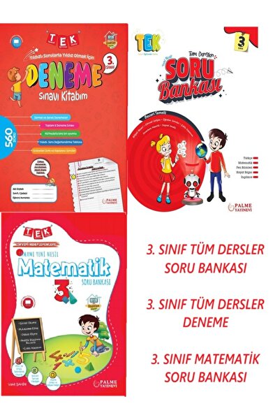Palme Yayınevi 3. Sınıf Tüm Dersler Soru Bankası + Tüm Dersler Deneme + Matem...