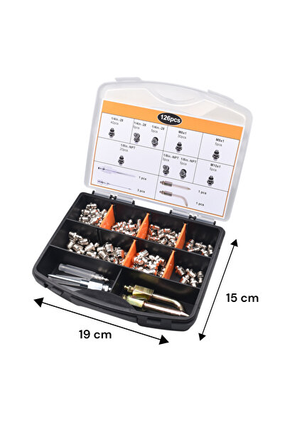 OEM Lubrication kit with fittings, nipples, quick coupling needles, 126 pcs, storage box