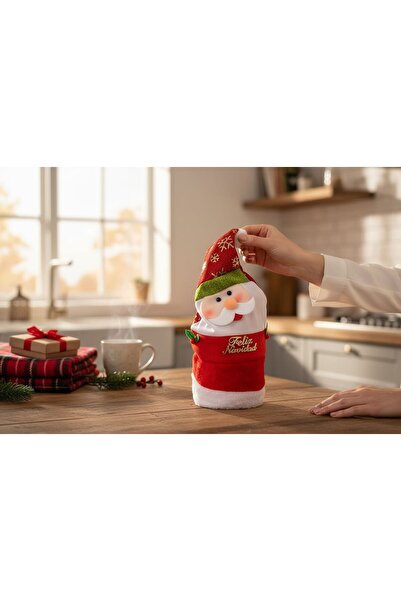 Happyland New Year's Hat Santa Claus Patterned Fiber Shiny Luxury Model 38 cm New Year's Hat Hpy-24