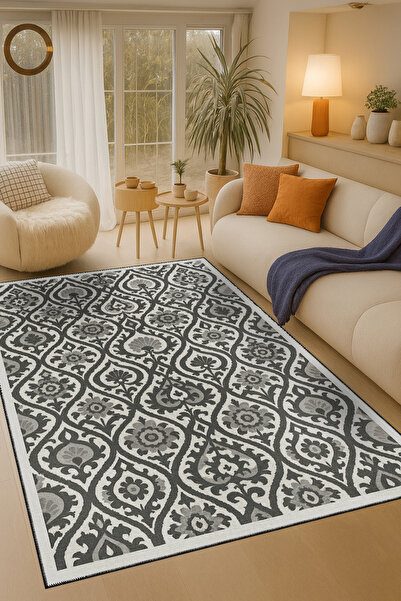 Rugs Modern Halı MOSSO Παραδοσιακά Μοτίβα σε Γκρι Αποχρώσεις, Υφαντή Βάση με ...