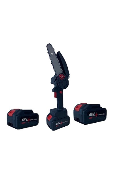 HAPPY JOKER Mini Portable Electric Chainsaw 700W, 2x48V Batteries, 15 cm Blade, Black