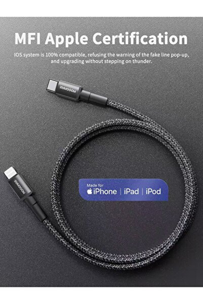 MOOGMAX Genuine MFi certified iPhone charging cable. 1-meter iPhone cable. iPhone charging cable supports fast charging up to 60W.