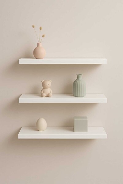 yankı-byeg 36,5 Cm 3lü Mat Beyaz Mdf Uçan Duvar Rafı Gizli Bağlantı Kitaplık ...