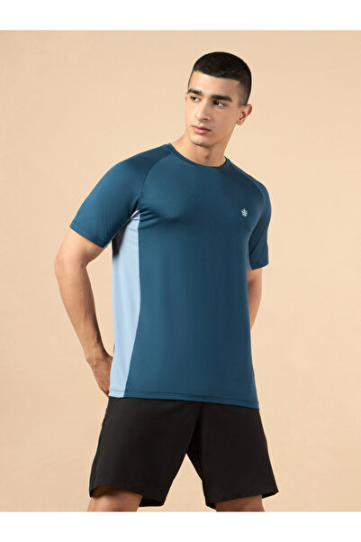 Cult By Styli تي شيرت رجالي ألوان متباينة داكن بأكمام راجلان