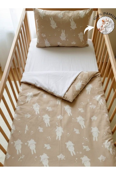 PAMUK HANIM Good Quality, 100% Cotton Girl-Boy Baby Kids Bedding Set 100X150Cm /Rabbit