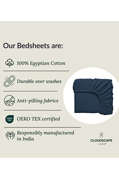 Cloud Scape Linen 600 Thread Count 100% Egyptian Cotton Bedsheet and Pillowcase Set (180x200 cm)
