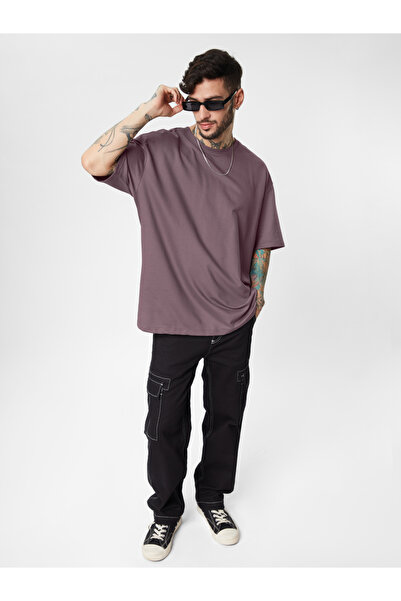 The Souled Store By Styli Men Purple Oversized Cotton T-Shirt