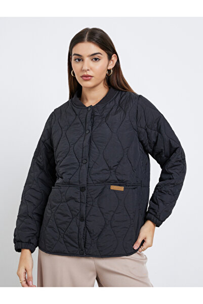 Styli Black Relaxed Fit Padded Jacket