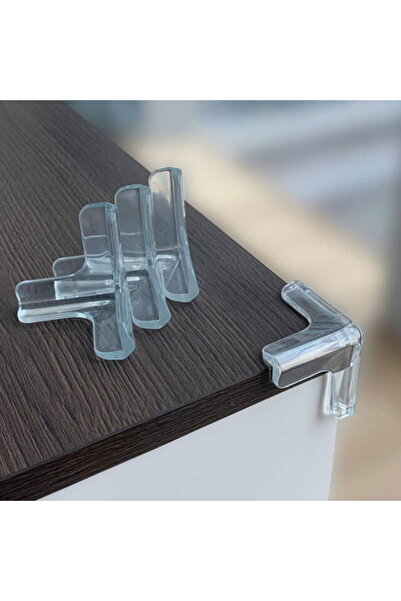 Empria Set of 4 transparent silicone three-dimensional corner protectors, 4.5x1.5x0.5 cm