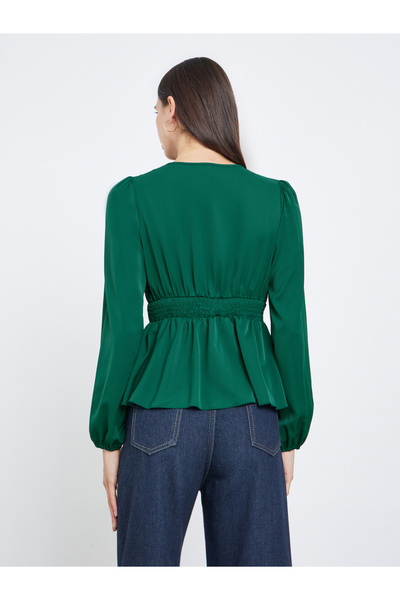 Take Two By Styli Emerald Green Puff Sleeve Wrap To