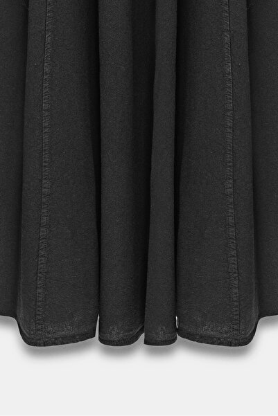 Saade Women's A-Line High Waist Pocketed Flowy Flared Skirt - Textured Linen