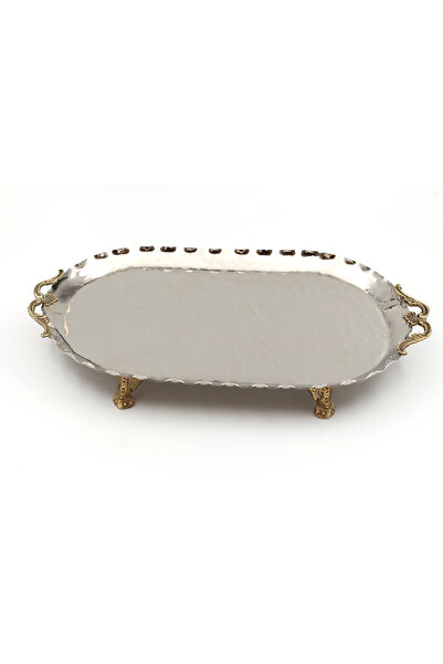 ANTEPSEPETİ Silver Plated Copper Oval Tray