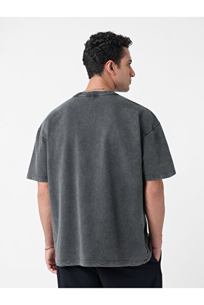 The Souled Store By Styli Men Vintage Wash Frayed Oversized T-Shirt