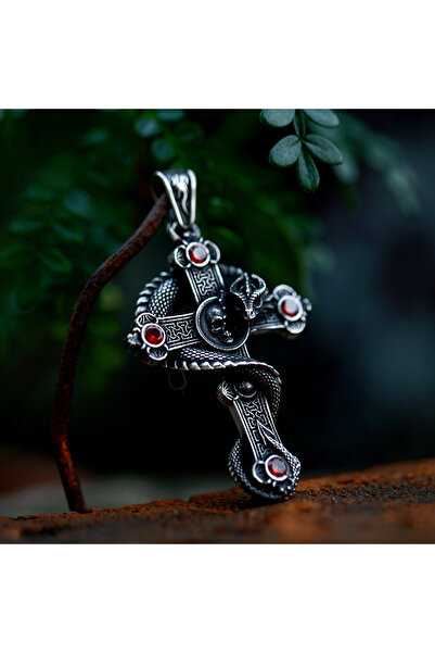 Viking Ejder Zirkon Haç Cross Tasarım S+ Kalite 316L Paslanmaz Kararmaz Çelik...