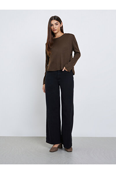 Styli Brown Button Detail Regular Fit Sweater