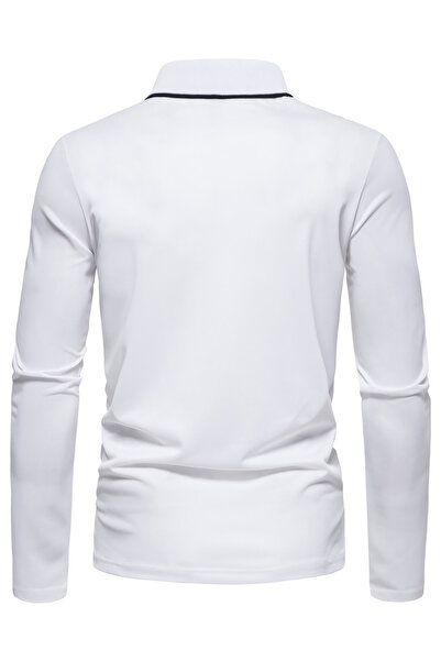 Take Two By Styli Men White Long Sleeve Polo Shirt