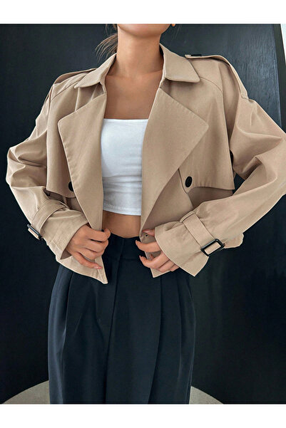 Take Two By Styli Beige Short Length Utility Jacket