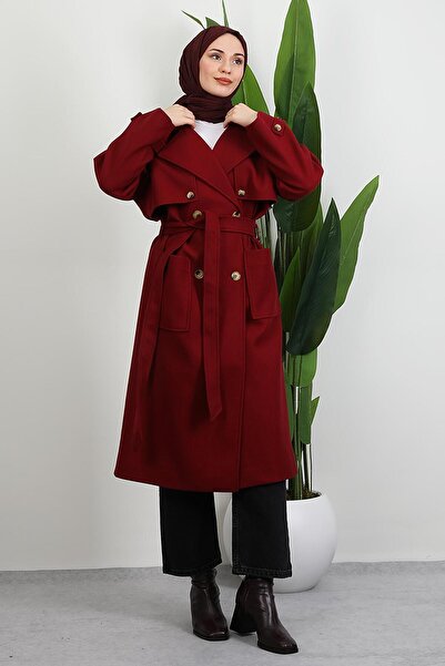 GİYZAMİLA Палто с големи джобове, бордо