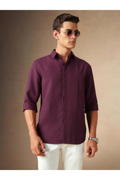 Dennis Lingo By Styli Men Slim Collar Textured Casual Shirt