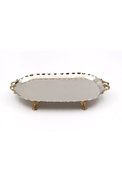ANTEPSEPETİ Silver Plated Copper Oval Tray