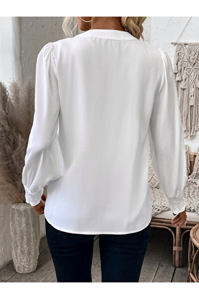 Take Two By Styli Solid Puff Sleeve Pintuck Detail Top