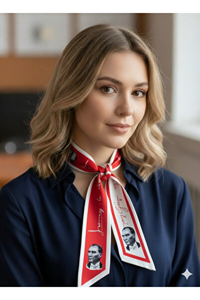 nehir eşarp Atatürk Ay Yıldız Kravat Fular 125x8 Cm