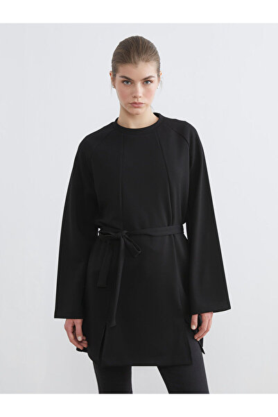 LC Waikiki Nevavm Farkıyla Lcw Modest Black Interlock Plain Loose & Baggy Wom...
