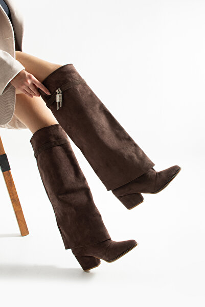 irmona حذاء سيستا بني من جلد الغزال بكعب 6 سم