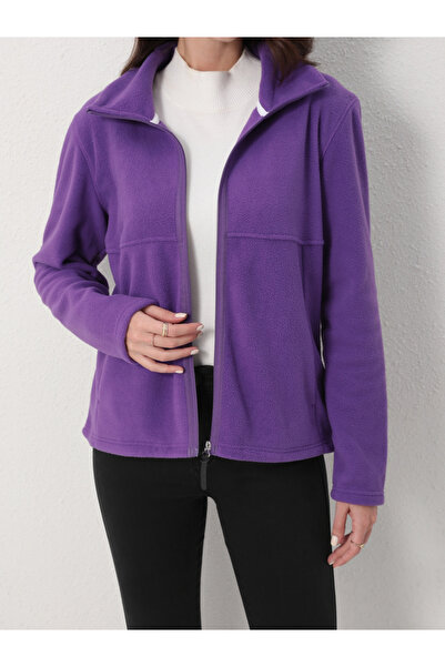 Take Two By Styli Purple High Neck Fleece Jacket