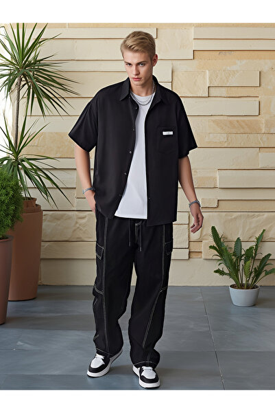 Take Two By Styli Men Solid Button Up Short Sleeve Shirt