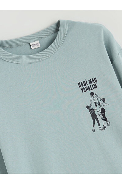 LC Waikiki Crew Neck Slogan Printed Boys' Sweatshirt