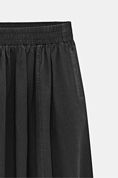 Saade Women's A-Line High Waist Pocketed Flowy Flared Skirt - Textured Linen