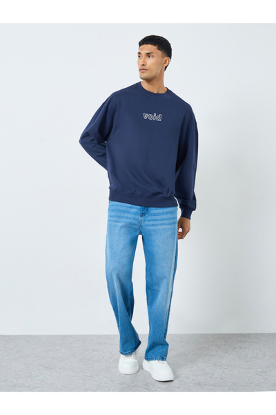 Styli Men Oversized Fleece Sweatshirt with Puff Print