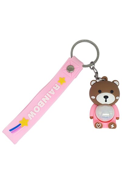 MarDyHome Figured and Lighted Silicone Keychain - Teddy Bear - Pink