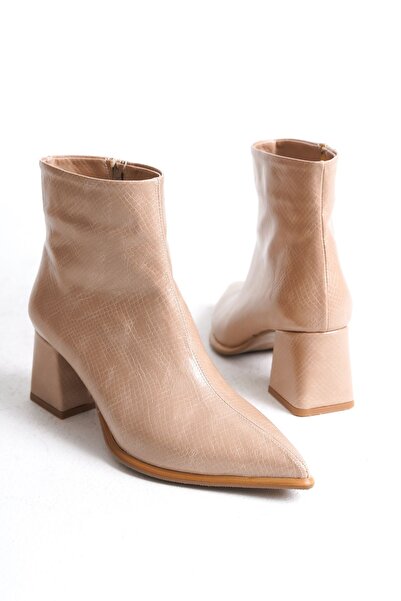 FEMME Γυναικείες μπότες με μυτερή μύτη με τακούνι Χοντρό τακούνι με φερμουάρ ...