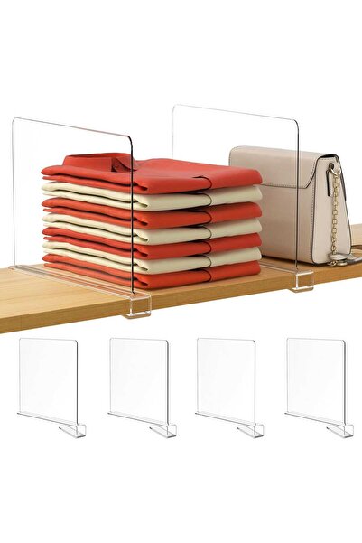 Elindor Set de 4 separatoare acrilice Elindor®, 30 cm pentru rafturi, organiz...