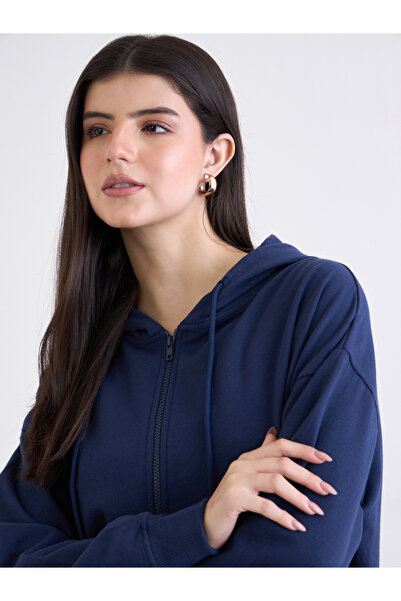 Styli Zip-Up Oversized Longline Hoodie